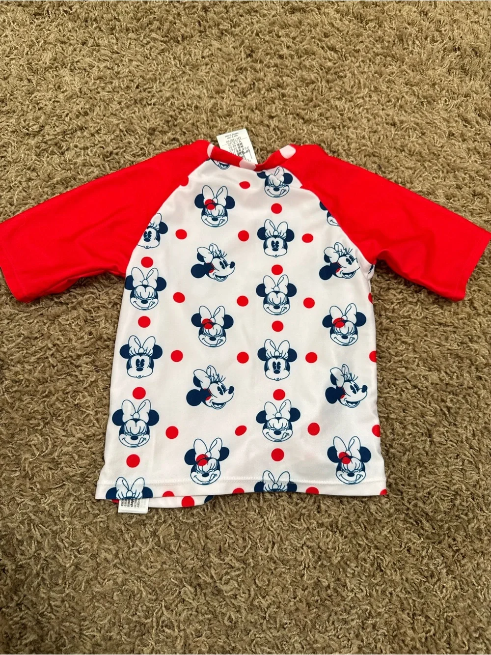 Disney Minnie Mouse Red & White Kids Rashguard Swim Top